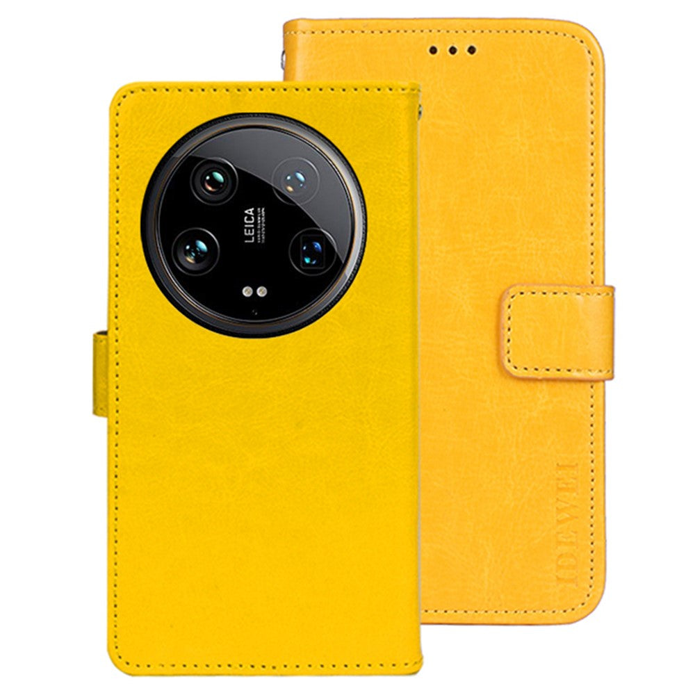 IDEWEI För Xiaomi 14 Ultra Skal Flip Läder mobil Plånboksfodral Crazy Horse Textur