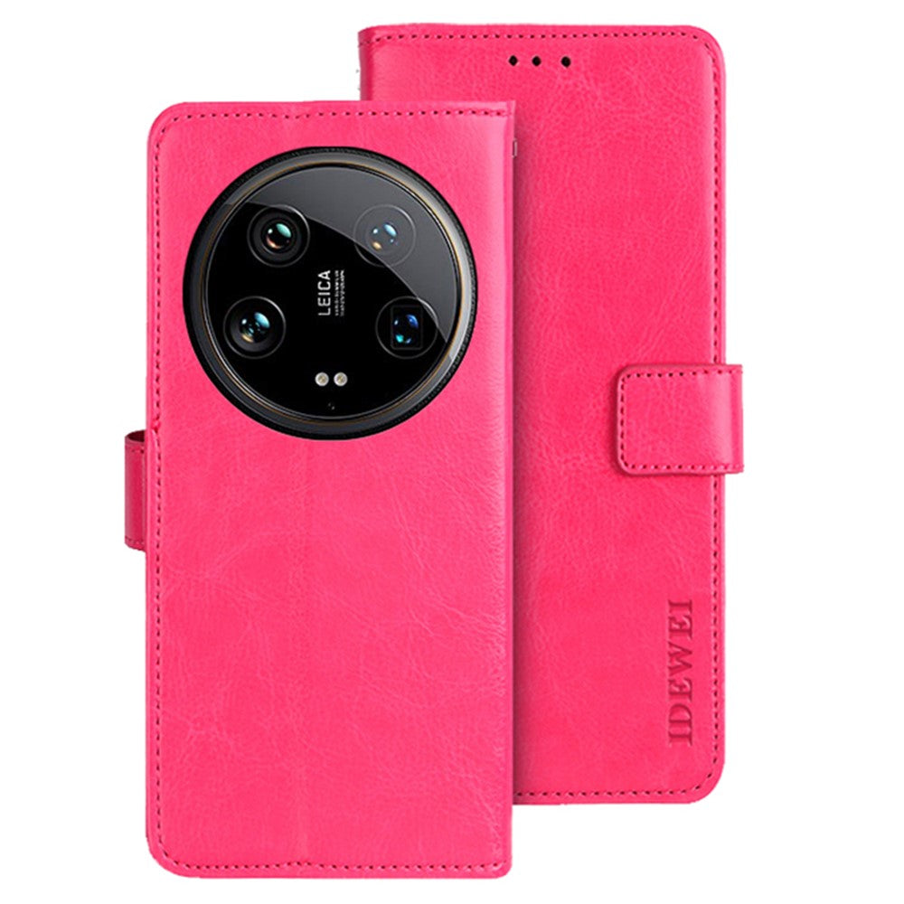 IDEWEI För Xiaomi 14 Ultra Skal Flip Läder mobil Plånboksfodral Crazy Horse Textur