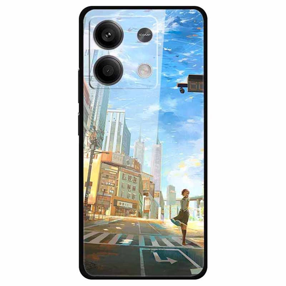 Xiaomi Redmi Note 13 5G-skal PC+härdat glas+TPU-mönstertryck mobilskal