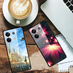 Xiaomi Redmi Note 13 5G-skal PC+härdat glas+TPU-mönstertryck mobilskal