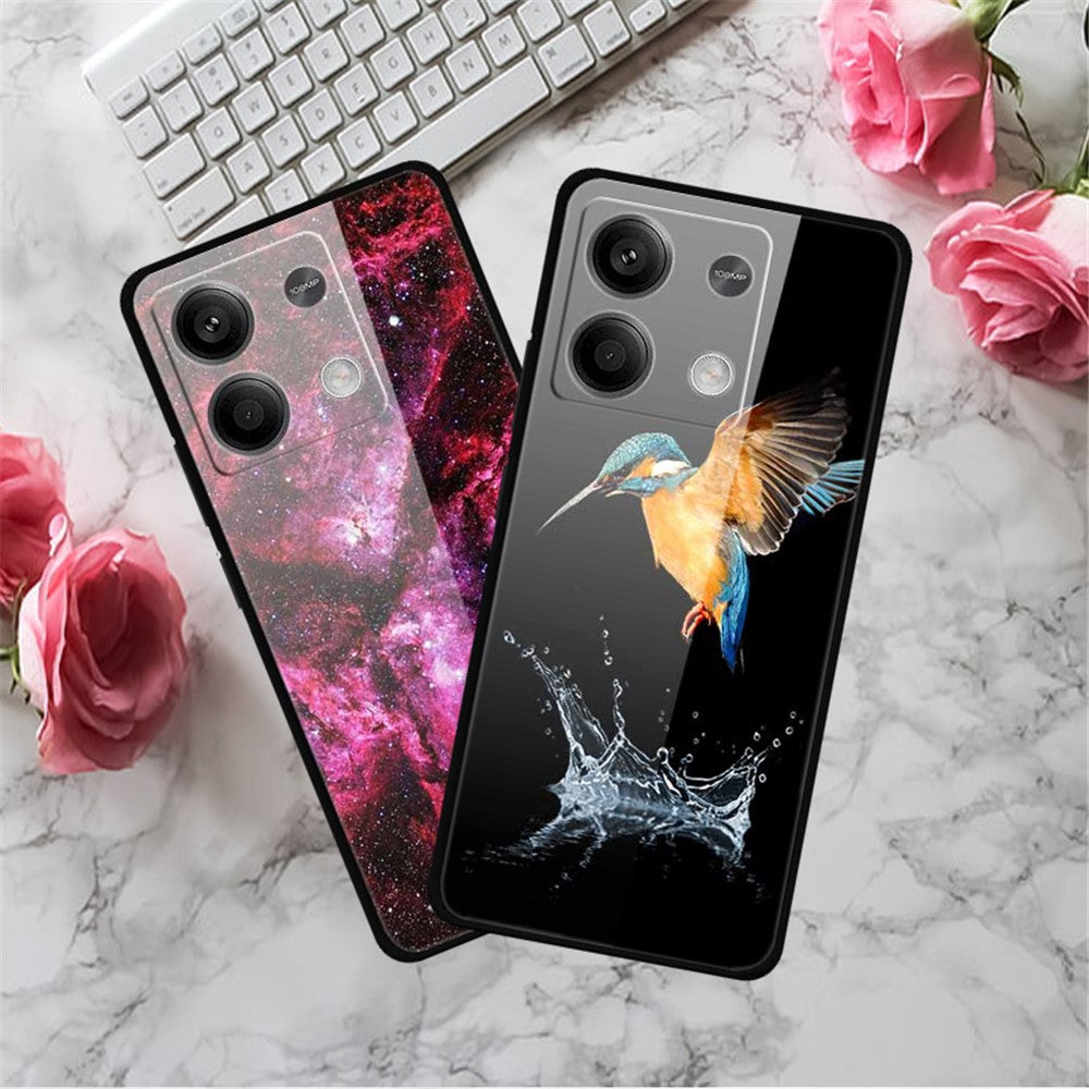 Xiaomi Redmi Note 13 5G-skal PC+härdat glas+TPU-mönstertryck mobilskal
