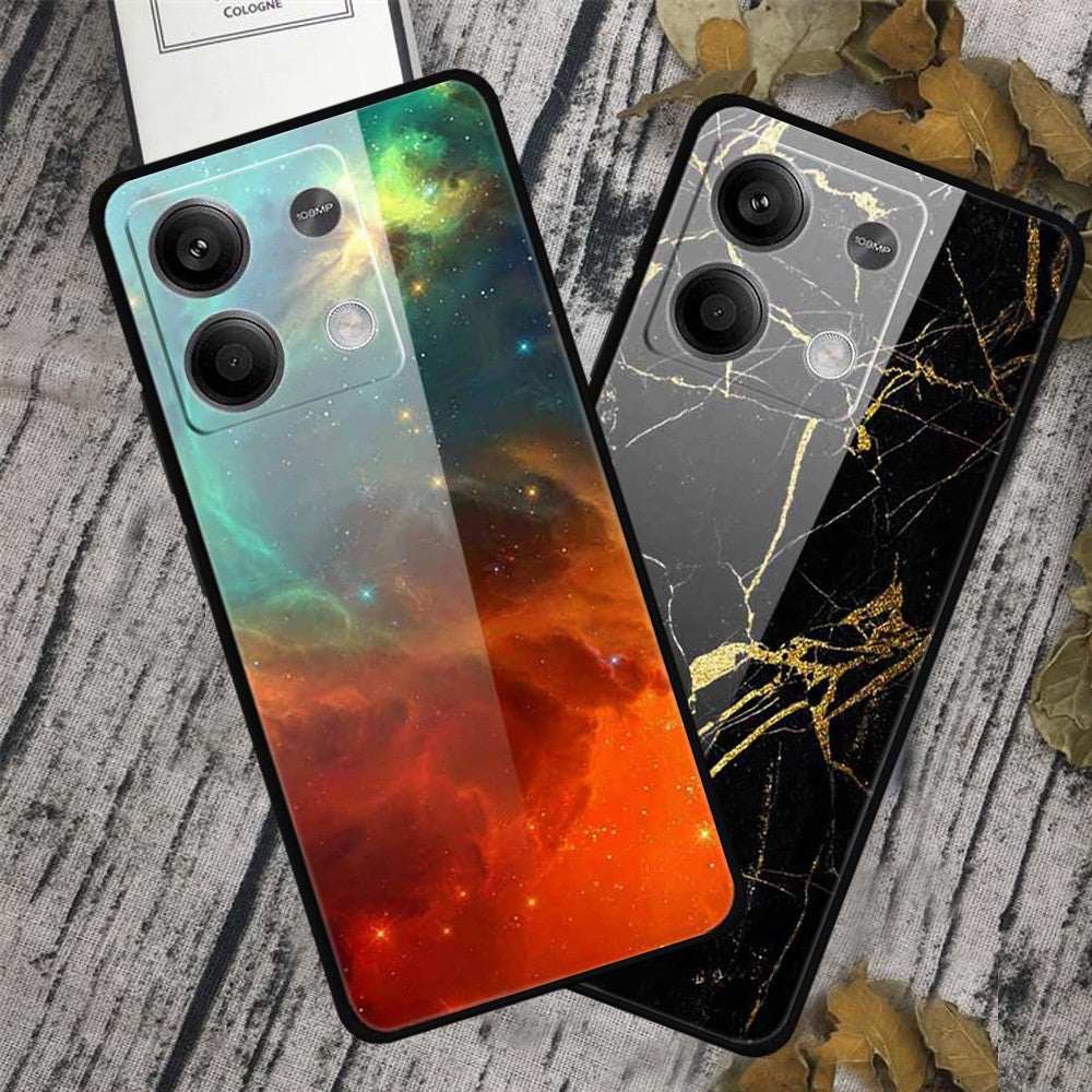 Xiaomi Redmi Note 13 5G-skal PC+härdat glas+TPU-mönstertryck mobilskal