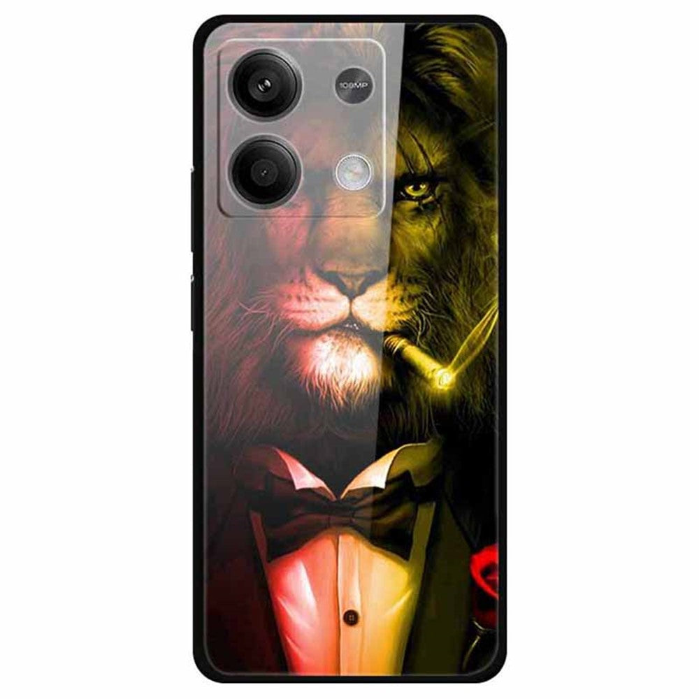 Xiaomi Redmi Note 13 5G-skal PC+härdat glas+TPU-mönstertryck mobilskal