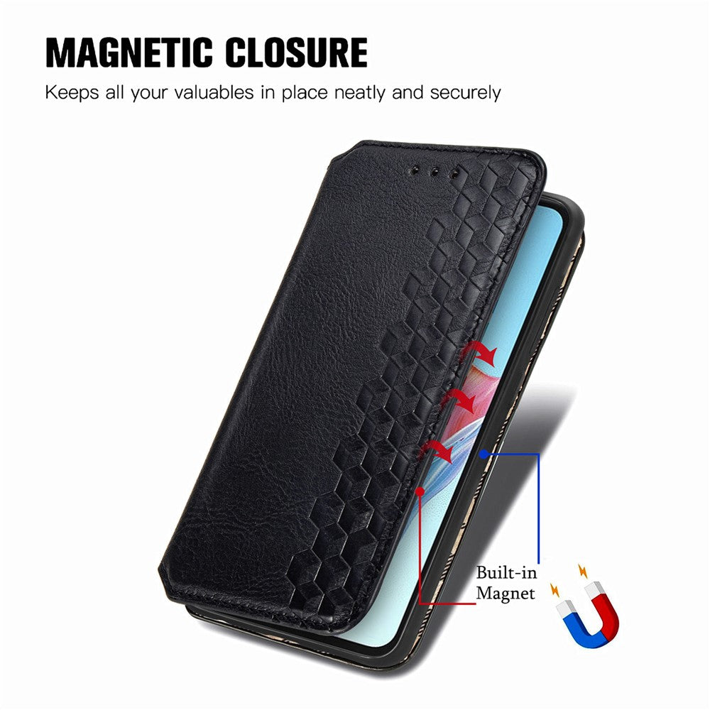 For Oppo A38 4G / A18 4G PU Leather Case Rhombus Imprint Wallet Stand Phone Cover