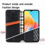 For Oppo A38 4G / A18 4G PU Leather Case Rhombus Imprint Wallet Stand Phone Cover