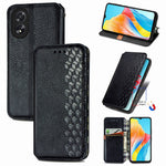 For Oppo A38 4G / A18 4G PU Leather Case Rhombus Imprint Wallet Stand Phone Cover
