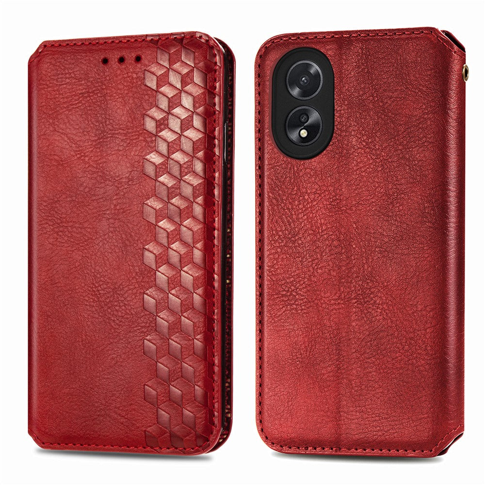 For Oppo A38 4G / A18 4G PU Leather Case Rhombus Imprint Wallet Stand Phone Cover