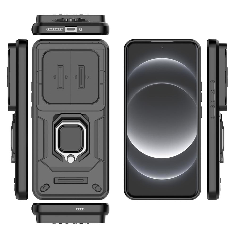 Xiaomi 14 Ultra-skal PC+TPU-stativmobilskal med glidande linsskydd