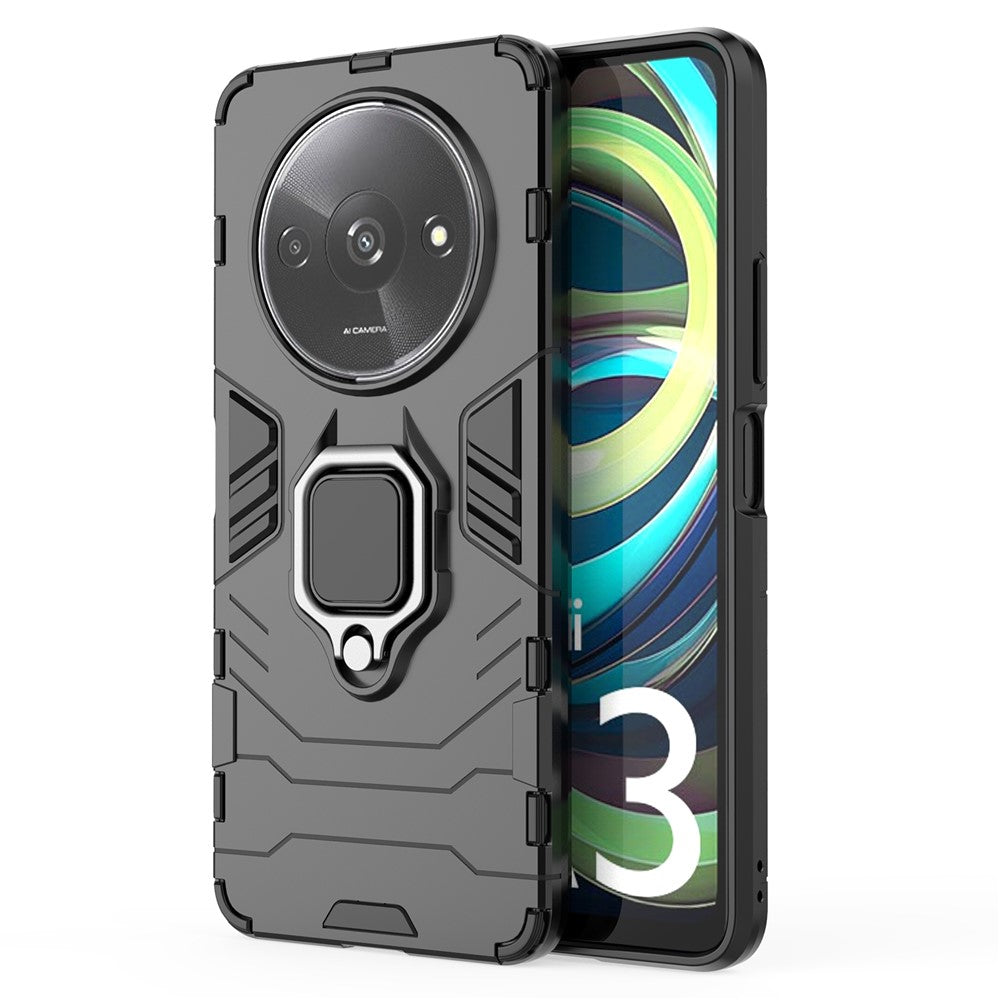 For Xiaomi Redmi A3 4G / Poco C61 4G Case Dual-Layer PC+TPU Armor Phone Cover Ring Holder Kickstand