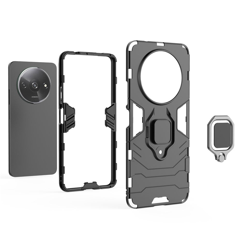 For Xiaomi Redmi A3 4G / Poco C61 4G Case Dual-Layer PC+TPU Armor Phone Cover Ring Holder Kickstand
