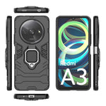 For Xiaomi Redmi A3 4G / Poco C61 4G Case Dual-Layer PC+TPU Armor Phone Cover Ring Holder Kickstand