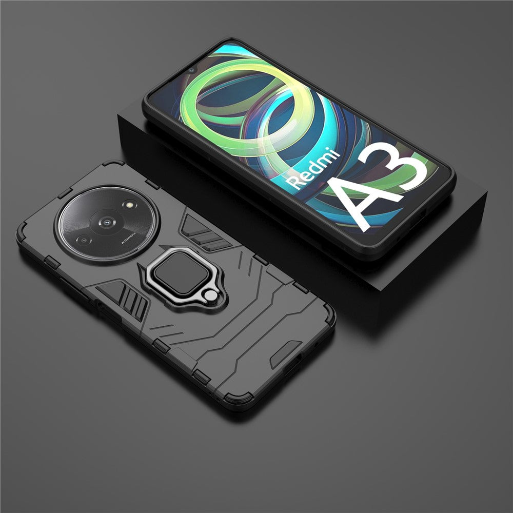 For Xiaomi Redmi A3 4G / Poco C61 4G Case Dual-Layer PC+TPU Armor Phone Cover Ring Holder Kickstand