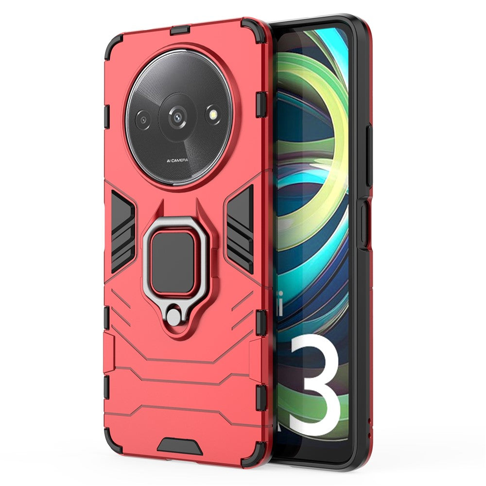 For Xiaomi Redmi A3 4G / Poco C61 4G Case Dual-Layer PC+TPU Armor Phone Cover Ring Holder Kickstand