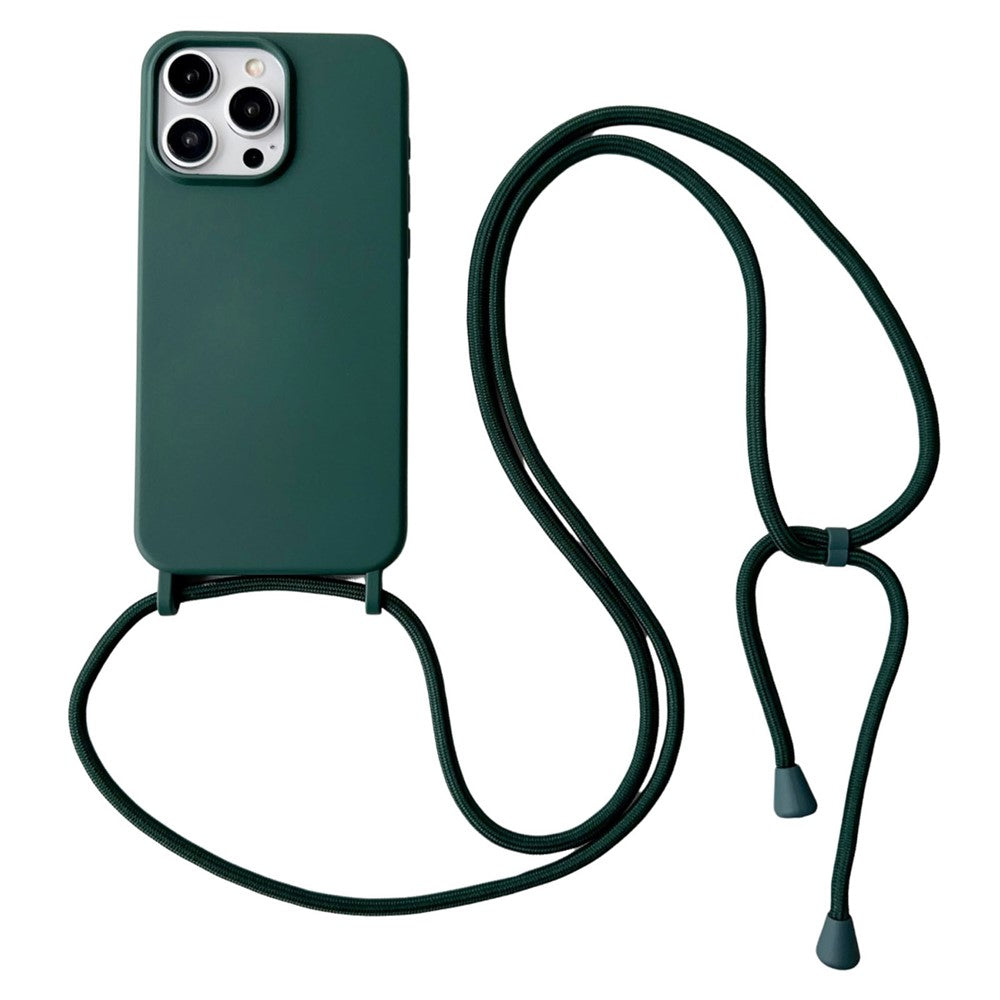 For iPhone 13 Pro Crossbody Lanyard Case Liquid Silicone Protective Phone Cover