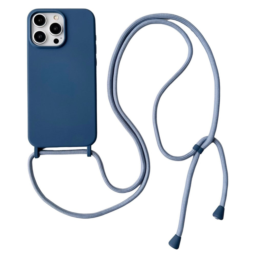 For iPhone 15 Pro Case Liquid Silicone Anti-Scratch Phone Cover with Adjustable Neck Cord