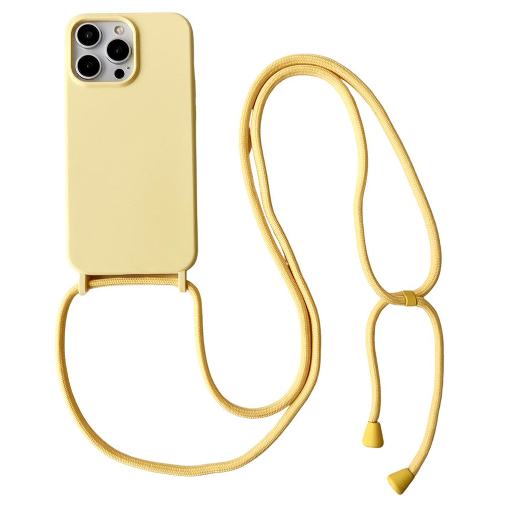 For iPhone 15 Pro Case Liquid Silicone Anti-Scratch Phone Cover with Adjustable Neck Cord