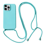 For iPhone 15 Pro Case Liquid Silicone Anti-Scratch Phone Cover with Adjustable Neck Cord