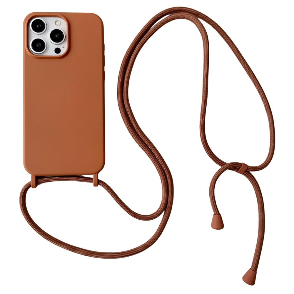 For iPhone 14 Pro Liquid Silicone Case Skin Like Feel Crossbody Phone Cover
