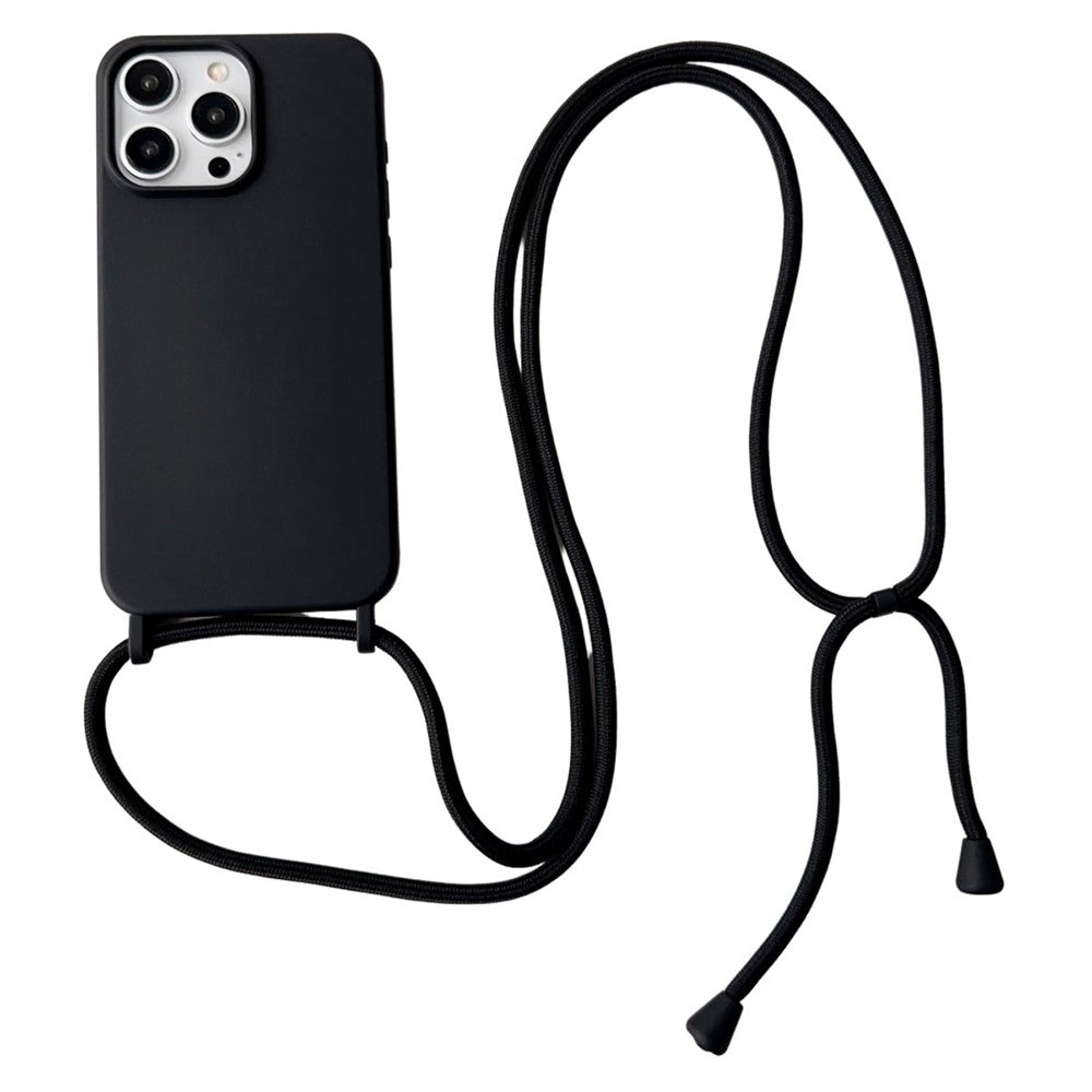 For iPhone 14 Pro Liquid Silicone Case Skin Like Feel Crossbody Phone Cover