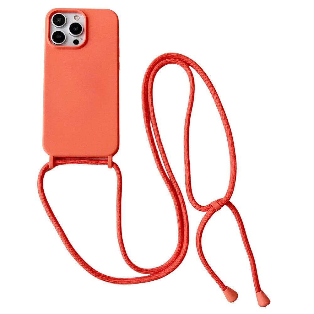 For iPhone 14 Pro Liquid Silicone Case Skin Like Feel Crossbody Phone Cover