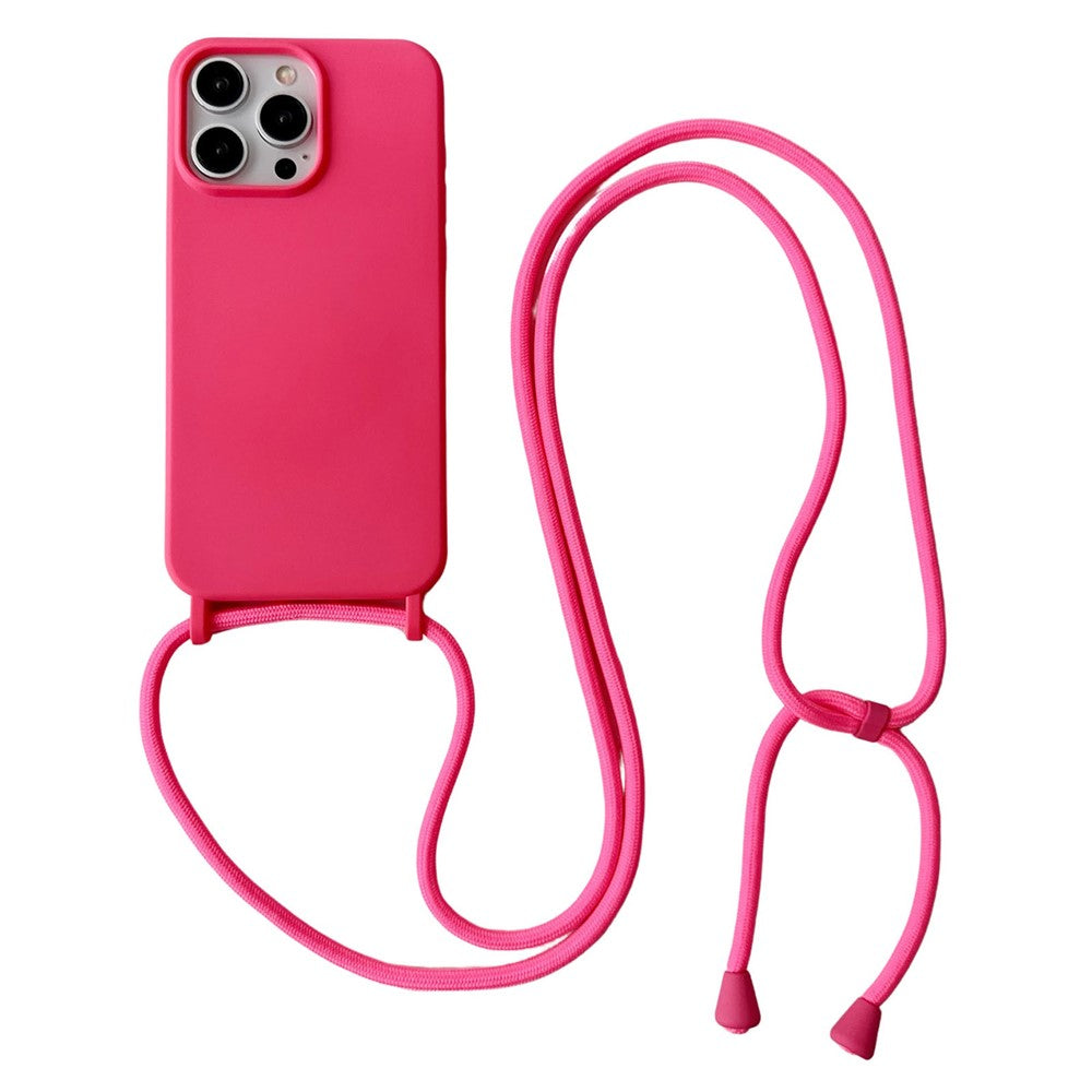 For iPhone 14 Pro Liquid Silicone Case Skin Like Feel Crossbody Phone Cover
