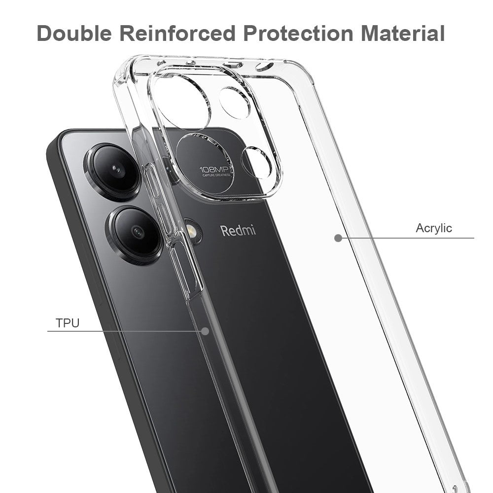 Xiaomi Redmi Note 13 4G-skal reptåligt TPU+akryl genomskinligt mobilskal