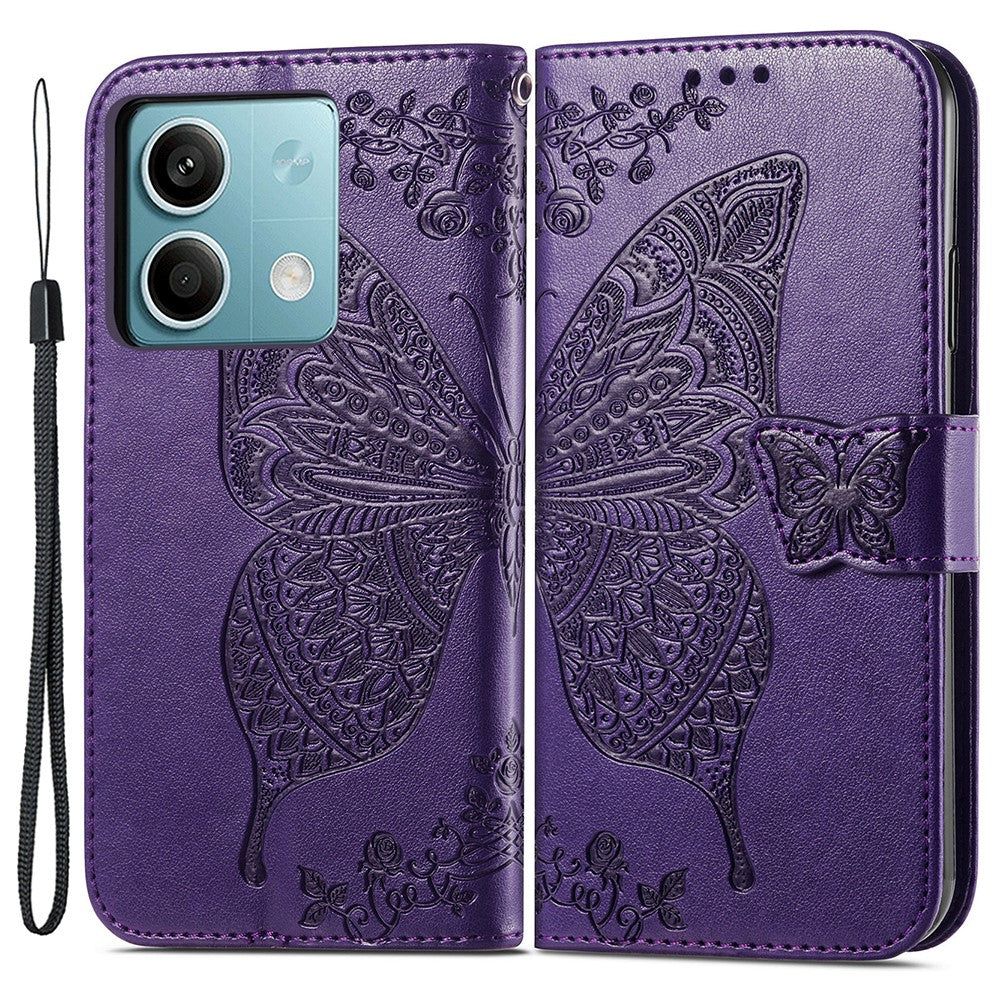 For Xiaomi Redmi Note 13 4G Leather Case Wallet Card Holder Butterfly Phone Cover