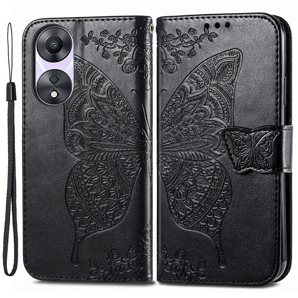For Oppo A78 4G Wallet Case Imprinted Butterfly Leather Phone Cover Folding Stand