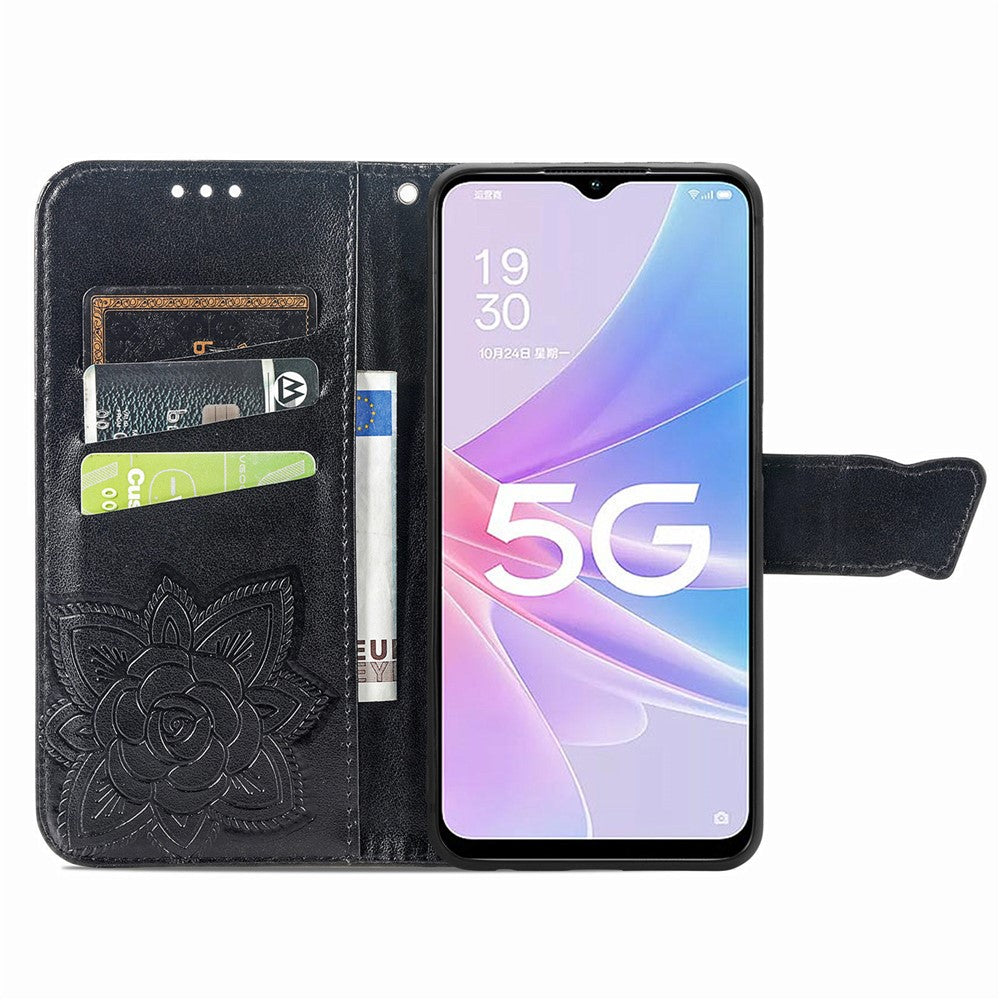For Oppo A78 4G Wallet Case Imprinted Butterfly Leather Phone Cover Folding Stand