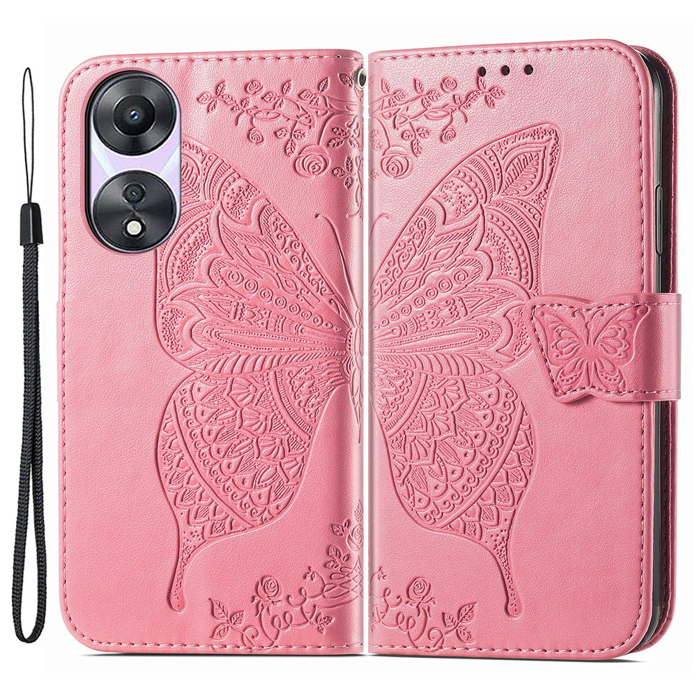 For Oppo A78 4G Wallet Case Imprinted Butterfly Leather Phone Cover Folding Stand