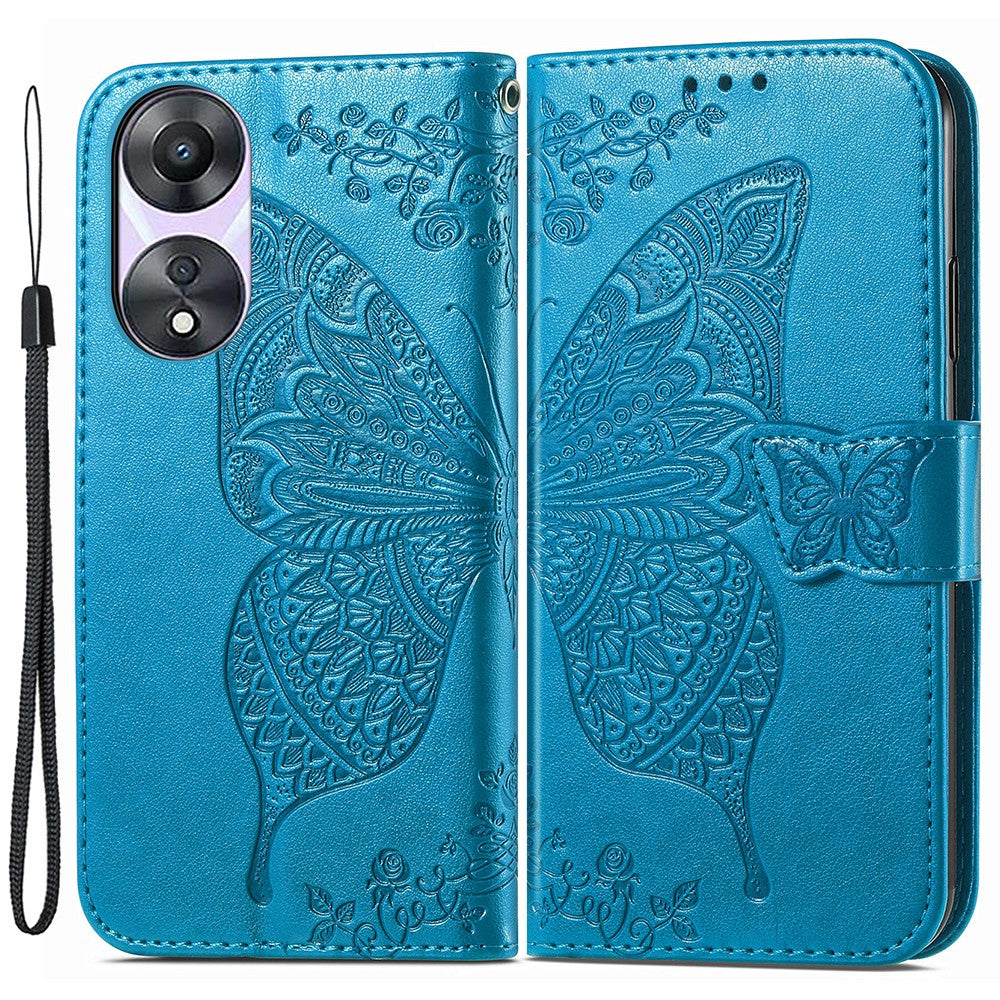 For Oppo A78 4G Wallet Case Imprinted Butterfly Leather Phone Cover Folding Stand