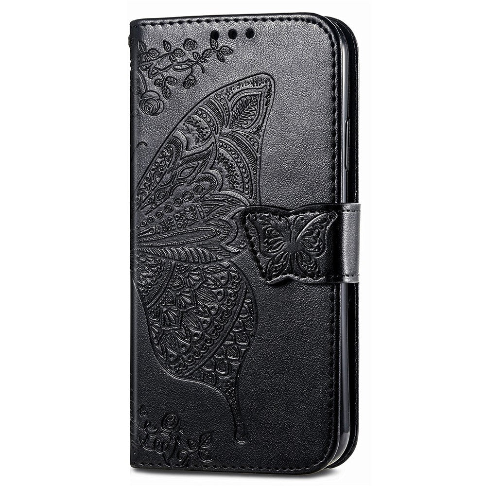 Läderfodral med fjärilstryck och handledsrem för Samsung Galaxy A35 5G