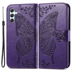 For Samsung Galaxy A35 5G Leather Case Butterfly Imprinted Phone Cover with Wrist Strap