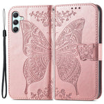 For Samsung Galaxy A35 5G Leather Case Butterfly Imprinted Phone Cover with Wrist Strap