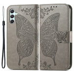 Läderfodral med fjärilstryck och handledsrem för Samsung Galaxy A35 5G