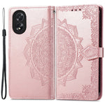 For Oppo A38 4G / A18 4G Case Mandala Embossed Stand PU Leather Phone Walelt Cover