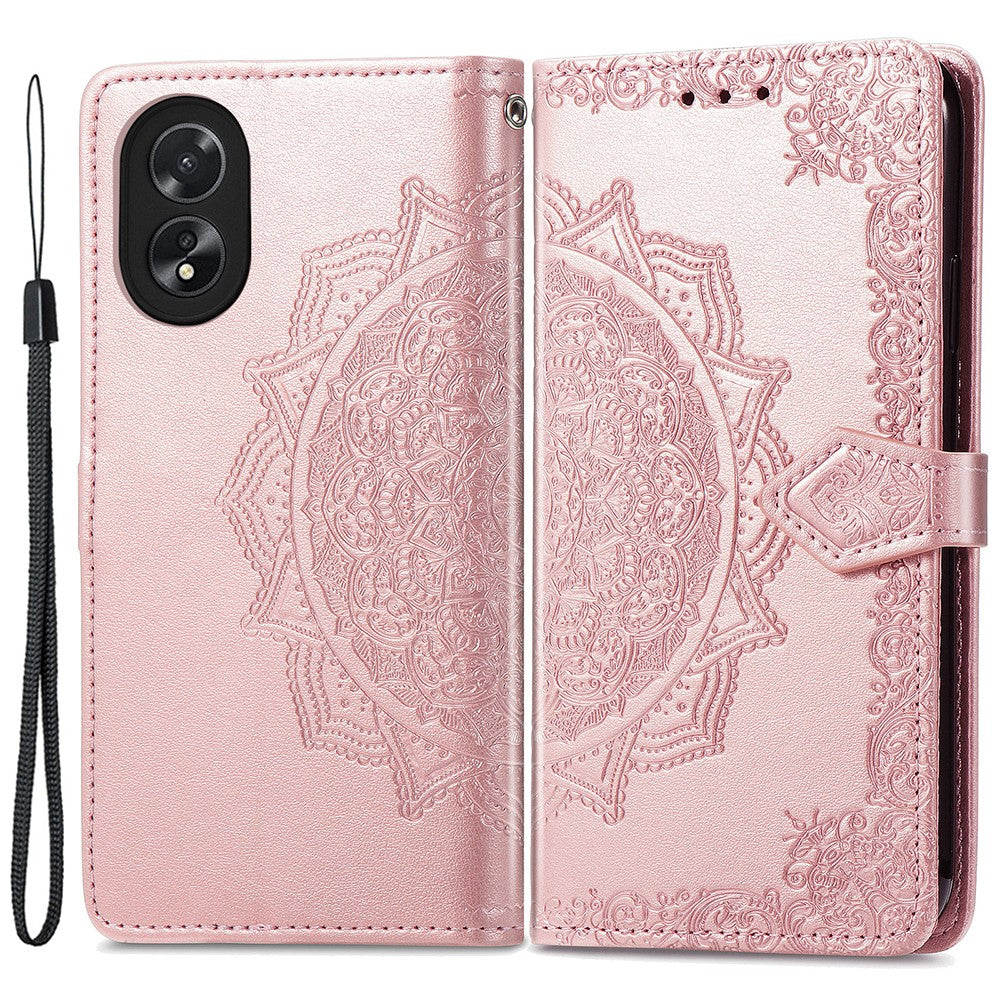 For Oppo A38 4G / A18 4G Case Mandala Embossed Stand PU Leather Phone Walelt Cover