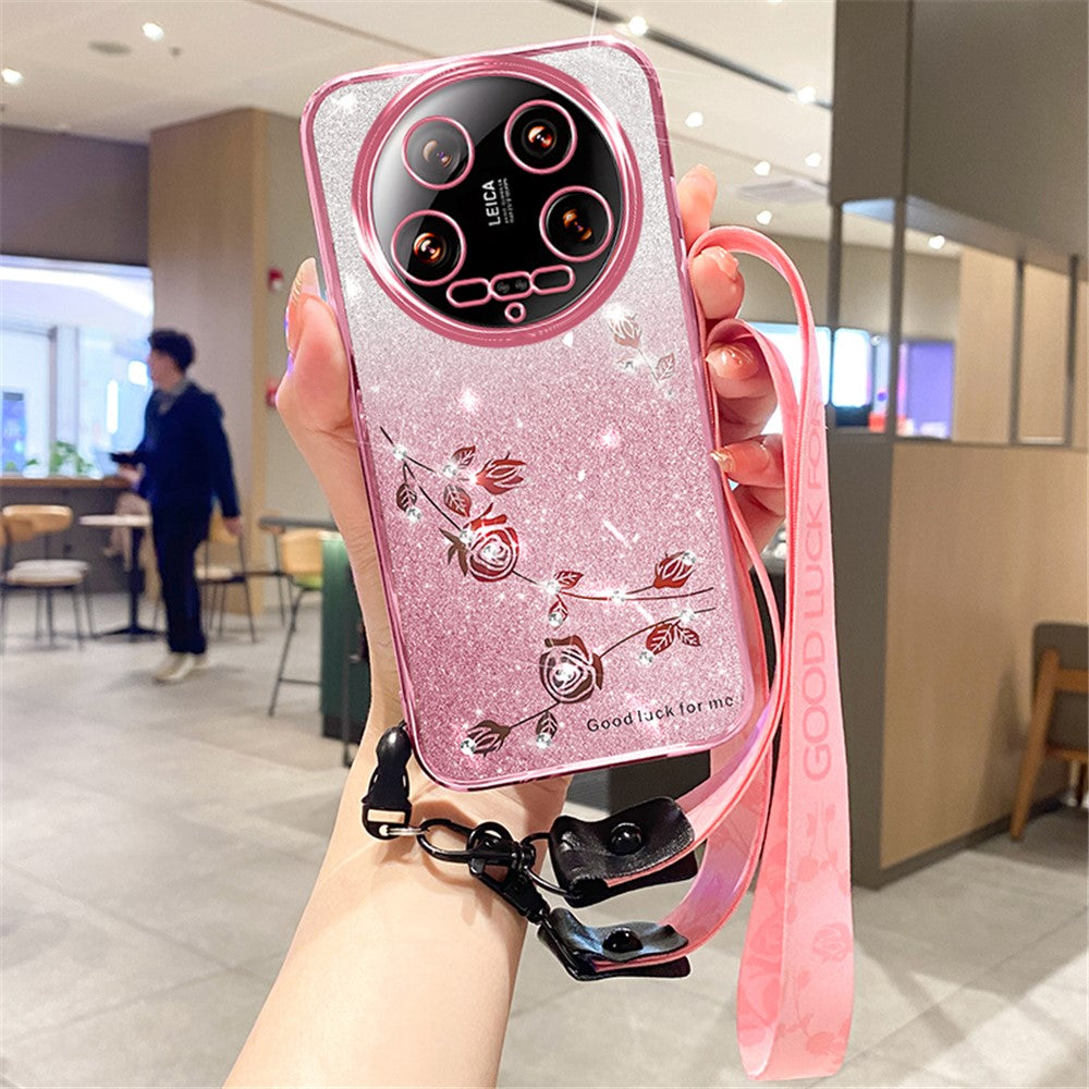KADEM For Xiaomi 14 Ultra Case Glitter Sparkle Soft TPU Phone Cover with Lanyard