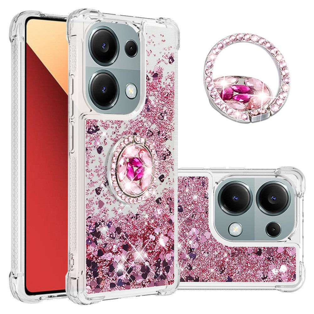 For Xiaomi Redmi Note 13 Pro 4G / Poco M6 Pro 4G TPU Case with Kickstand Quicksand Shockproof Cover