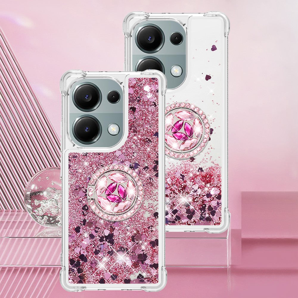 For Xiaomi Redmi Note 13 Pro 4G / Poco M6 Pro 4G TPU Case with Kickstand Quicksand Shockproof Cover