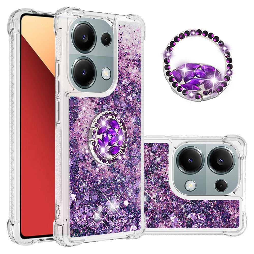 For Xiaomi Redmi Note 13 Pro 4G / Poco M6 Pro 4G TPU Case with Kickstand Quicksand Shockproof Cover