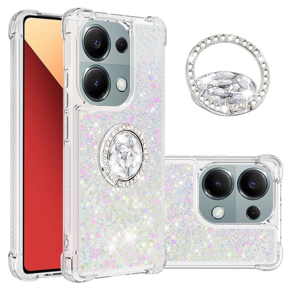 For Xiaomi Redmi Note 13 Pro 4G / Poco M6 Pro 4G TPU Case with Kickstand Quicksand Shockproof Cover
