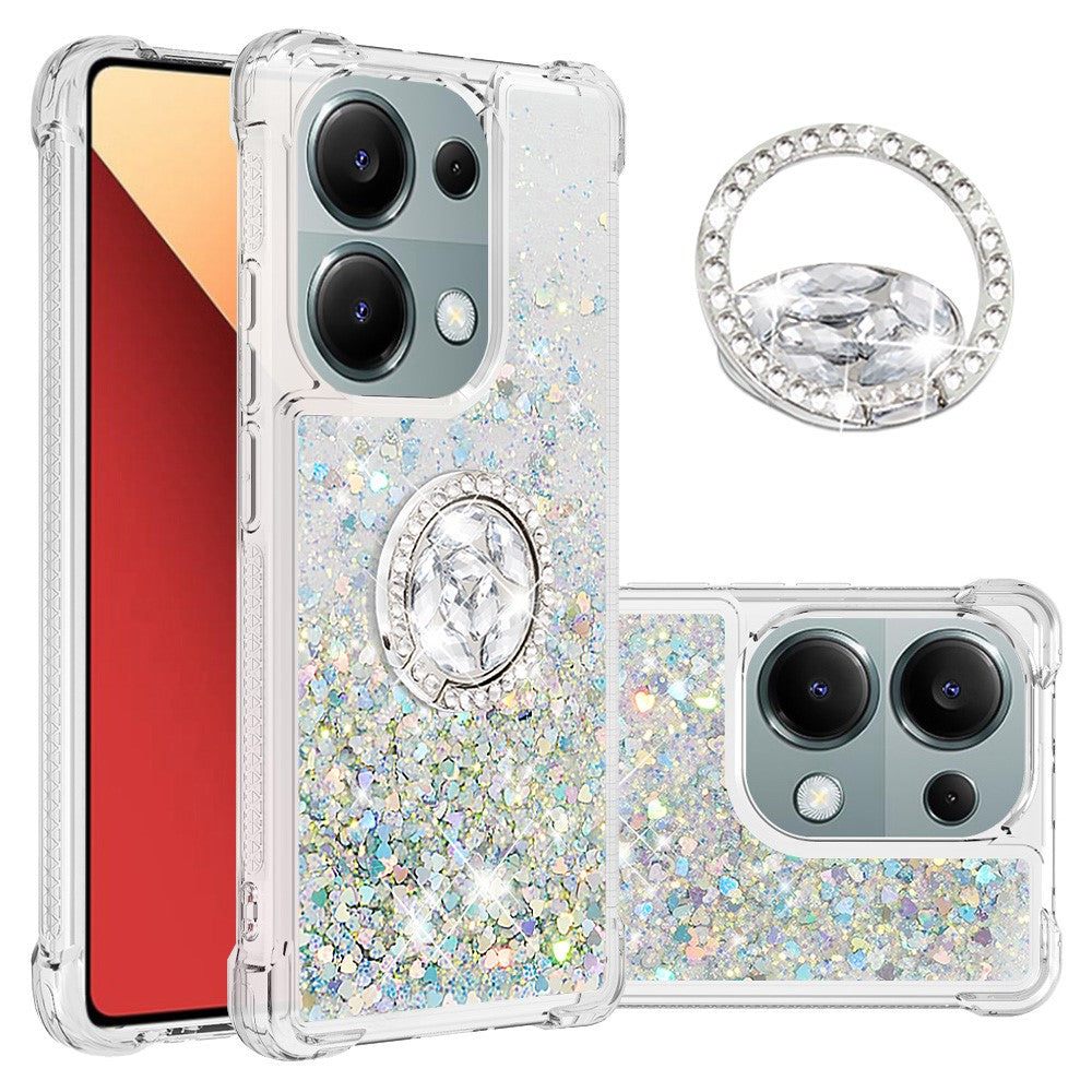 For Xiaomi Redmi Note 13 Pro 4G / Poco M6 Pro 4G TPU Case with Kickstand Quicksand Shockproof Cover