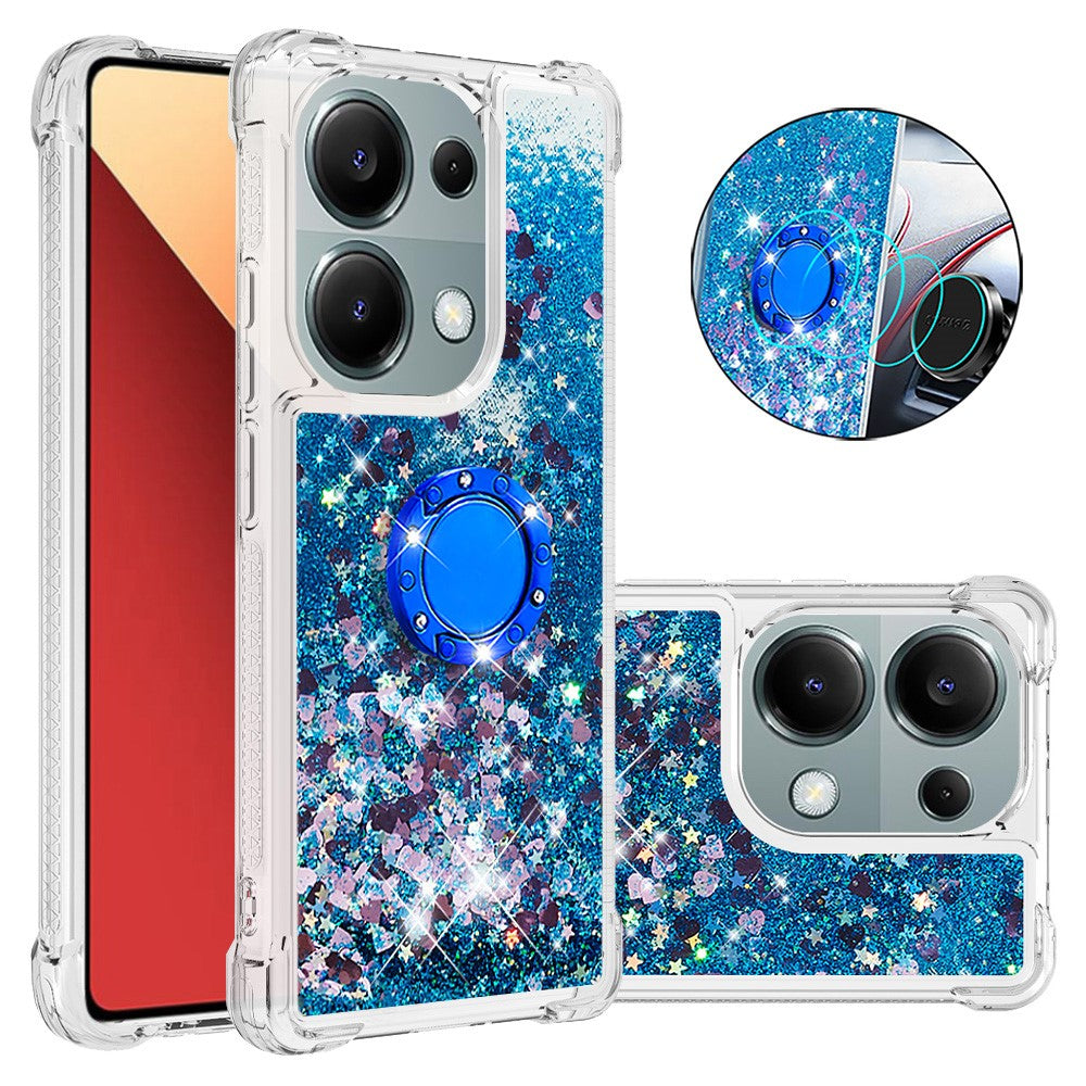 For Xiaomi Redmi Note 13 Pro 4G / Poco M6 Pro 4G TPU Case with Kickstand Quicksand Shockproof Cover