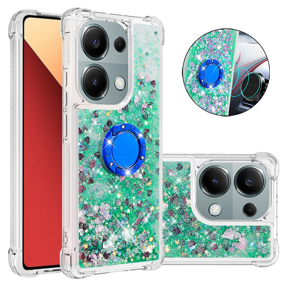 For Xiaomi Redmi Note 13 Pro 4G / Poco M6 Pro 4G TPU Case with Kickstand Quicksand Shockproof Cover