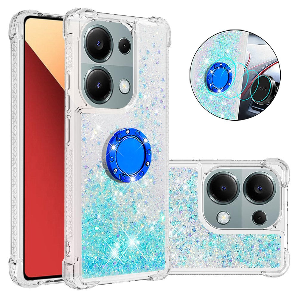 For Xiaomi Redmi Note 13 Pro 4G / Poco M6 Pro 4G TPU Case with Kickstand Quicksand Shockproof Cover