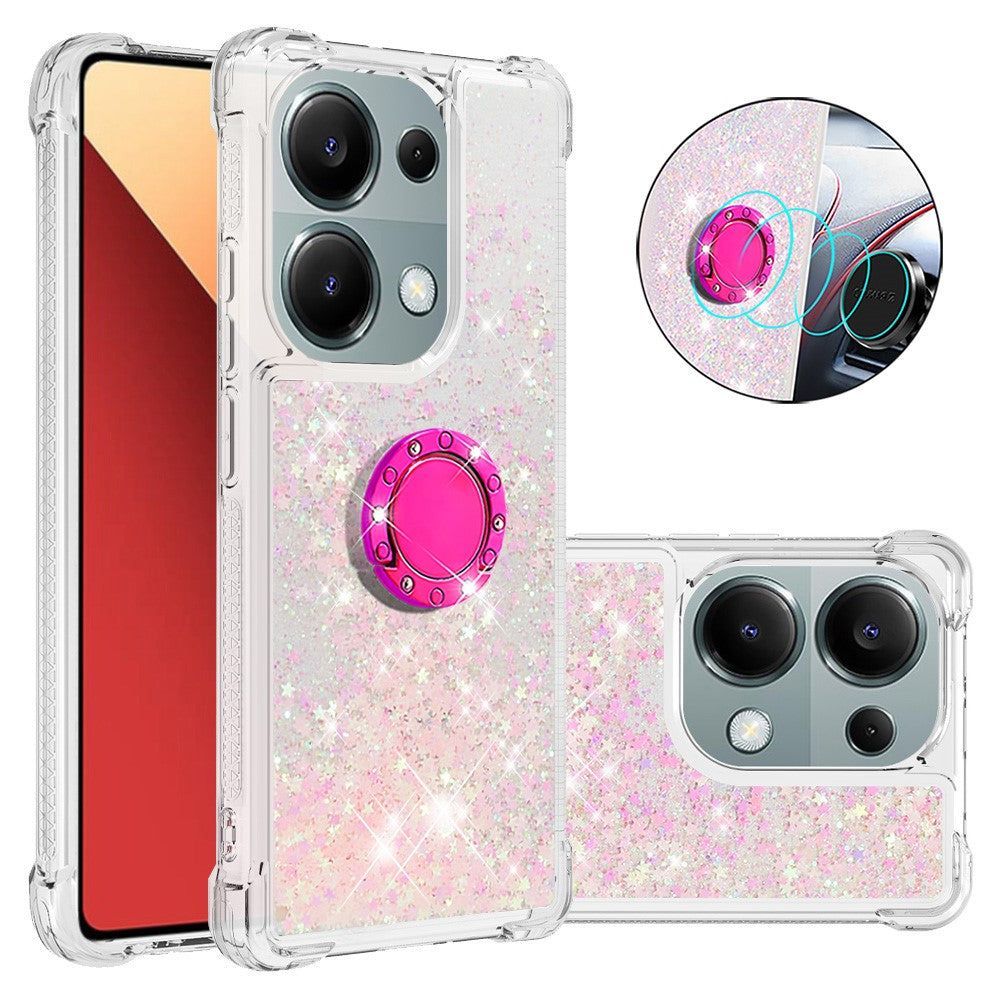 For Xiaomi Redmi Note 13 Pro 4G / Poco M6 Pro 4G TPU Case with Kickstand Quicksand Shockproof Cover