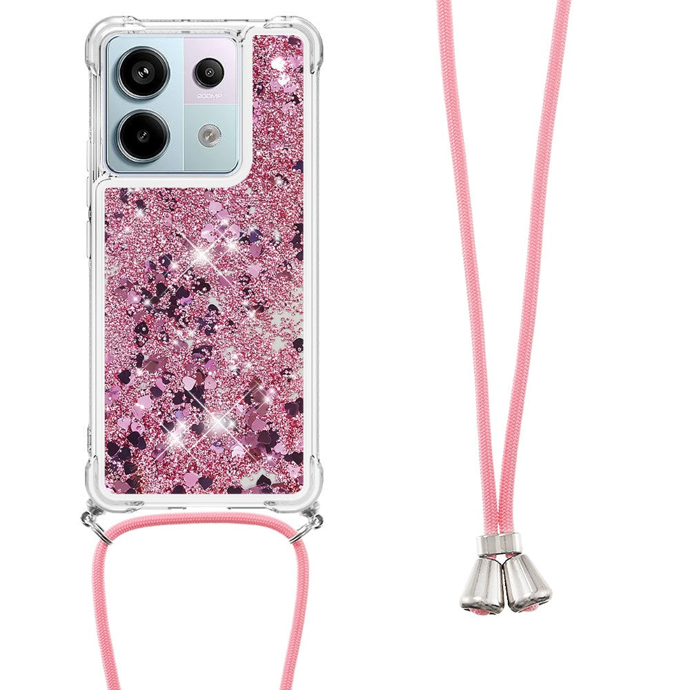 For Xiaomi Redmi Note 13 Pro 5G / Poco X6 5G TPU Case Quicksand Design Phone Cover with Lanyard