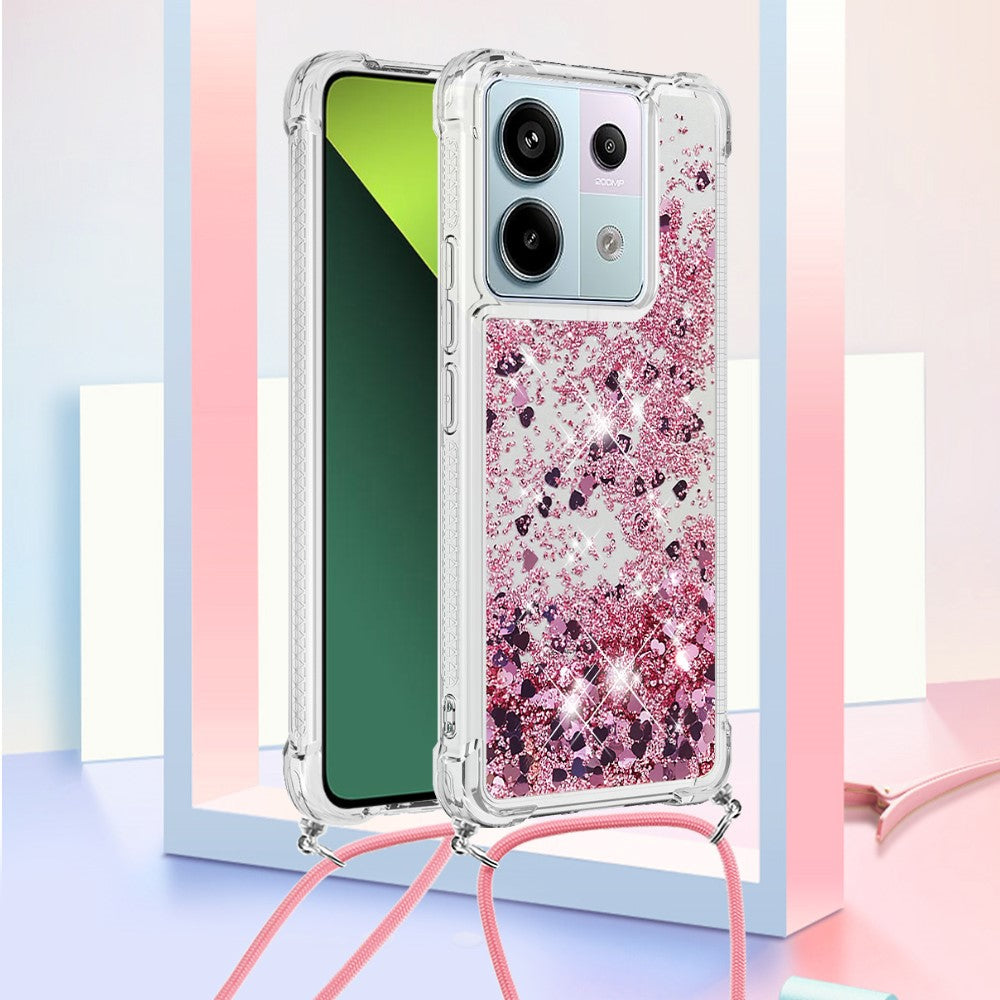 For Xiaomi Redmi Note 13 Pro 5G / Poco X6 5G TPU Case Quicksand Design Phone Cover with Lanyard