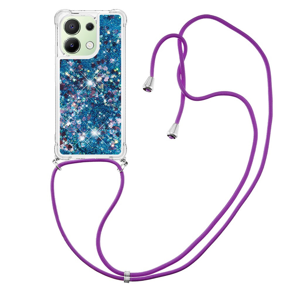 For Xiaomi Redmi Note 13 4G TPU Case Quicksand Design Phone Cover with Lanyard
